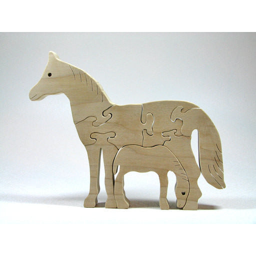 Wooden Animal Puzzle, Horse Animal Puzzle, Personalized Horse with Baby Nursery Decor, Baby Shower, Christmas Gift - Little Wooden Wonders