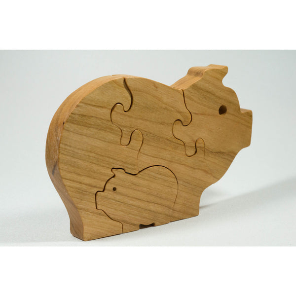Pig Puzzle Wood Baby Pig Eco Friendly - Cherry Wood - Little Wooden Wonders