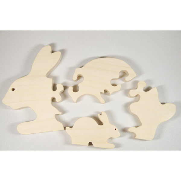 Wooden Puzzle Animal Bunny Puzzle Personalize - Nursery Decor Baby Shower Christmas - Little Wooden Wonders