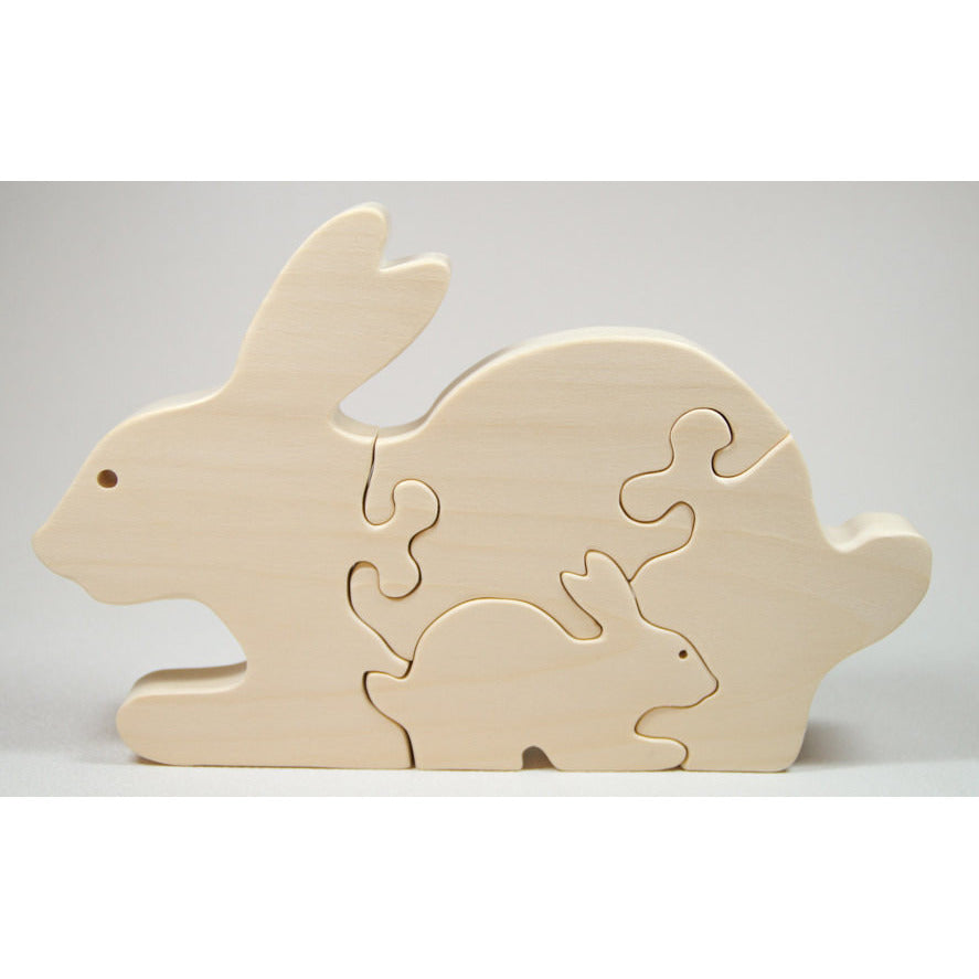 Handmade Wooden Animal Puzzle - Bunny Rabbit - Montessori Toy