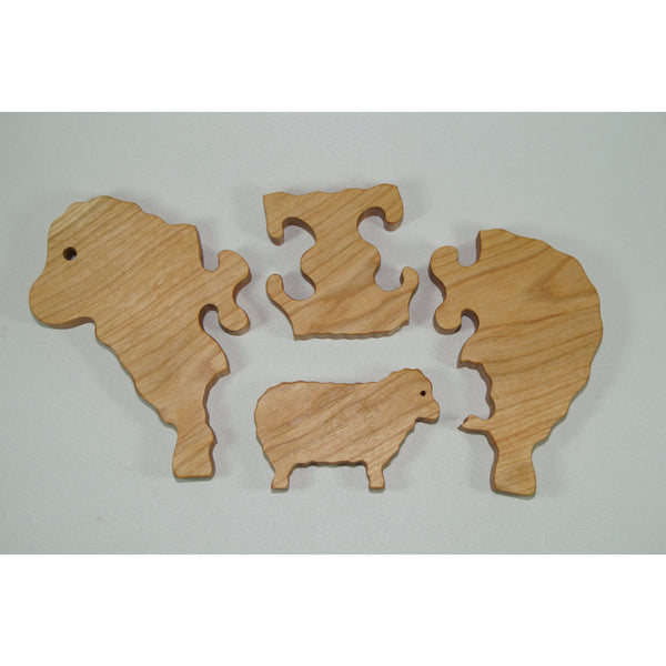 Sheep Puzzle Wood Baby Lamb Eco Friendly and Green for Toddlers and Children - Little Wooden Wonders