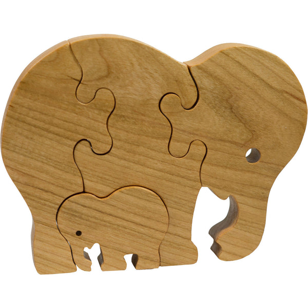 Wooden Puzzle Elephant with Baby Elephant for children and toddlers - Little Wooden Wonders
