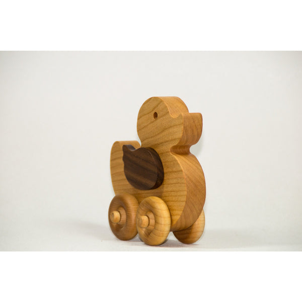 Wooden Toy Duck Wood Push Car Duckling Childrens Toy - Little Wooden Wonders