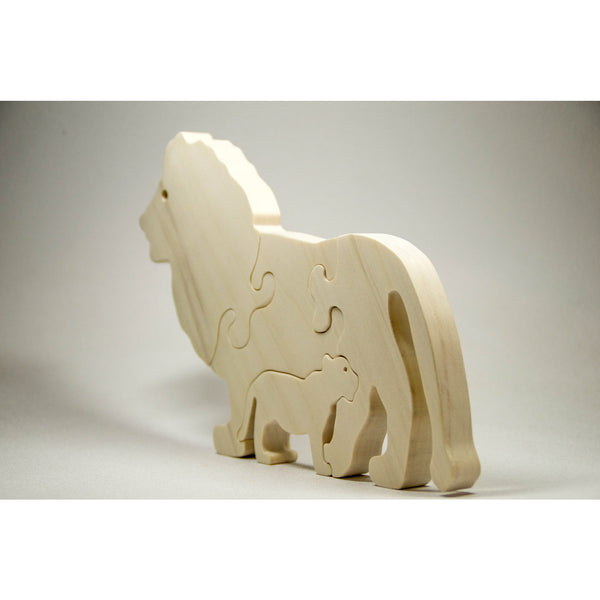 Wooden Animal Puzzle Lion Personalize for Nursery Decor, Baby Shower, Christmas - Little Wooden Wonders