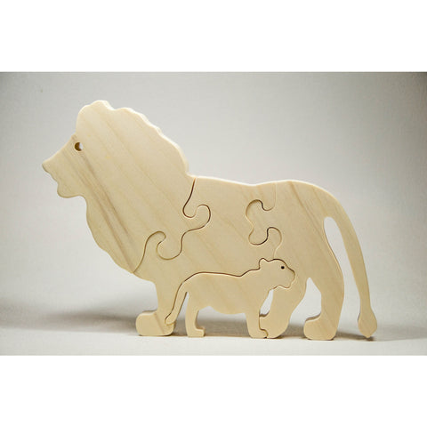 Wooden Animal Puzzle Lion Personalize for Nursery Decor, Baby Shower, Christmas - Little Wooden Wonders