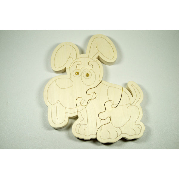 Wooden Puzzle Puppy Dog Shaped Personalized for Boys and Girls - Little Wooden Wonders